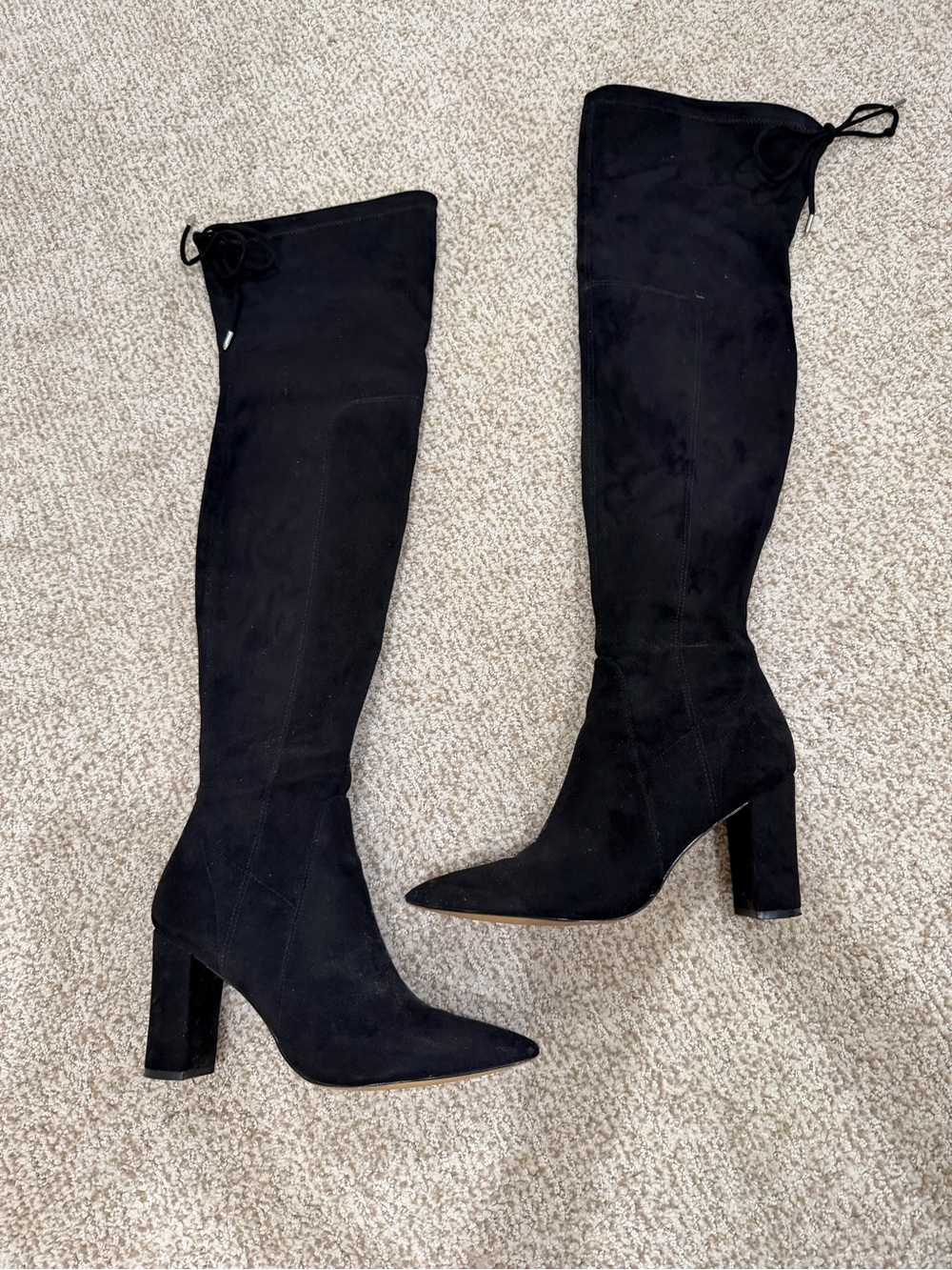 Marc Fisher Black Suede Over-the-Knee Block Heel Boots
